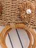 Handcrafted Fashion Bucket Bag: Pearl & Flower Woven Paper Rope Design