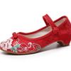 Beijing Embroidered Retro Mid-Heel Qipao Shoes: Ethnic Hanfu Dance Footwear with Pointed Toes