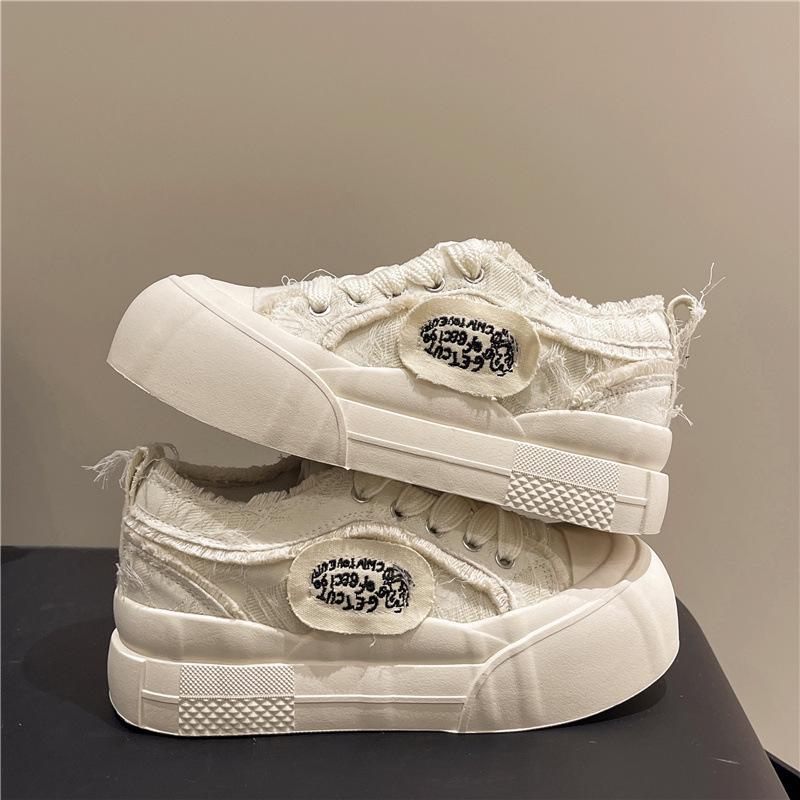 

Модный взрыв универсальные белые туфли на толстой подошве женские носят новые популярные весенне-летние ретро легкие увеличивающие рост кеды 40 бежевый