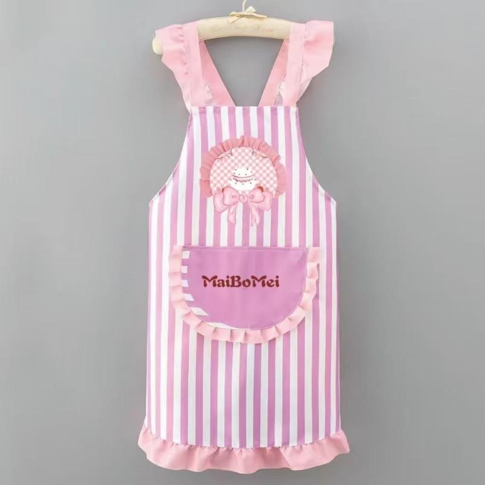 Polyester Cotton Dress Style Apron Oil-Resistant Stripes Kitchen Cover Up Waterproof Cute Bow Cake Working Clothes Kitchen Use