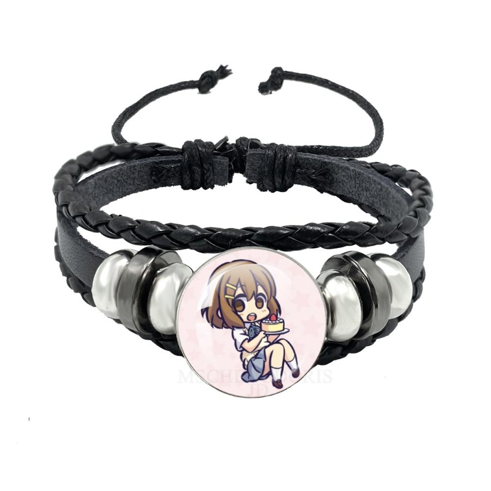 Anime K-ON Leather Bracelets Hirasawa Yui Akiyama Mio Tainaka Ritsu Multilayer Braided Black Bracelet Bangles Jewelry Gift
