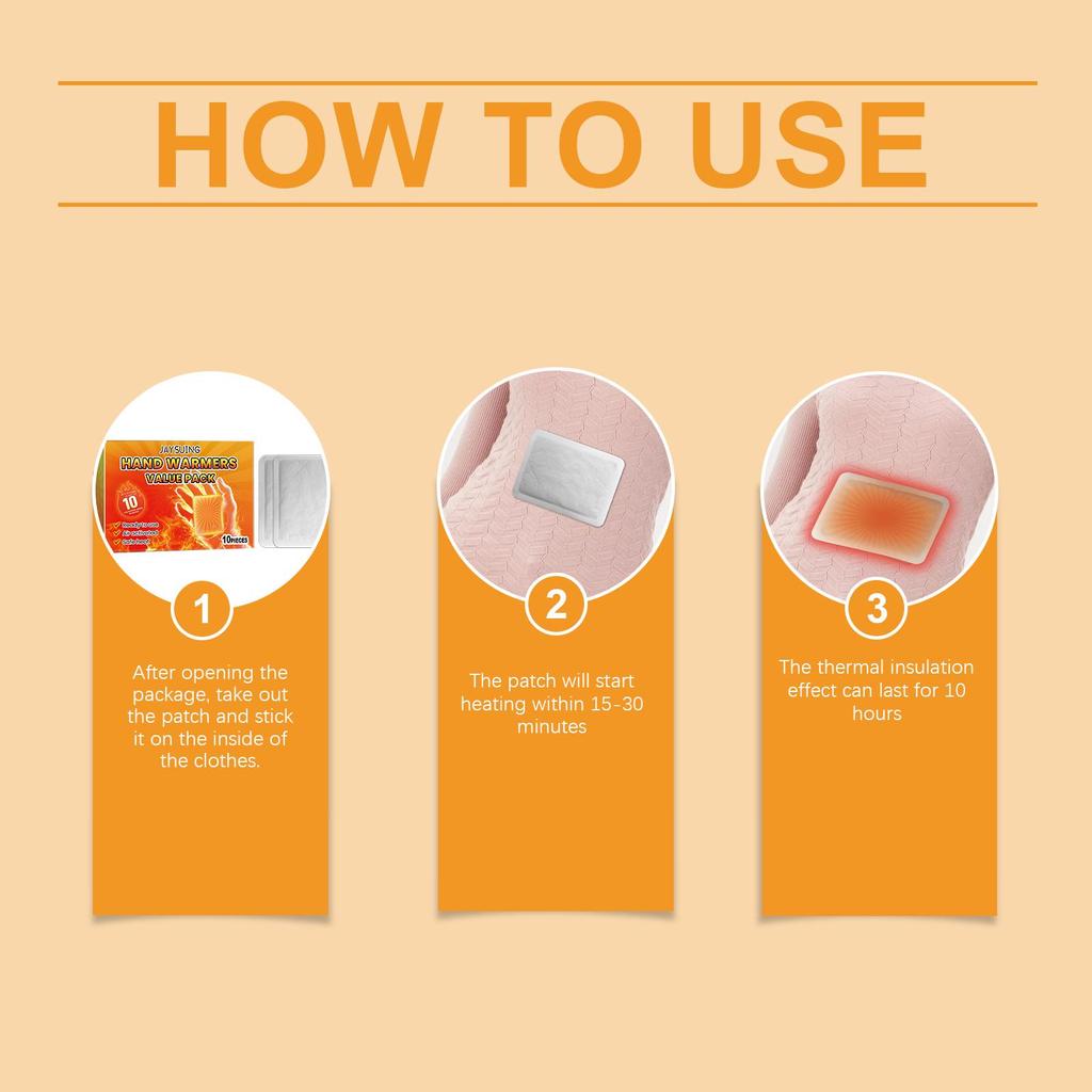 Jaysuing Portable Heat Pads Self-heating for rapid warmth and cold protection Long-lasting warmth Suitable for full-body use 10 pieces