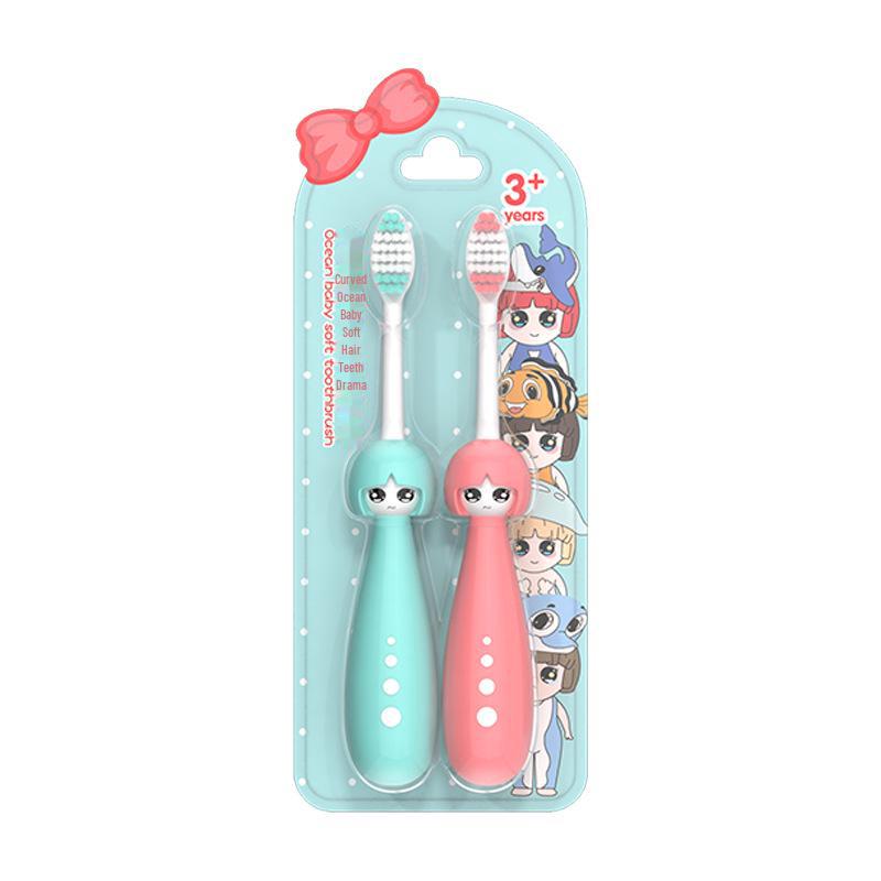 Mike Kids' Toothbrush: Soft Bristle, Curved, Portable, for Ages 6-12, Gum Protection, Two-Pack
