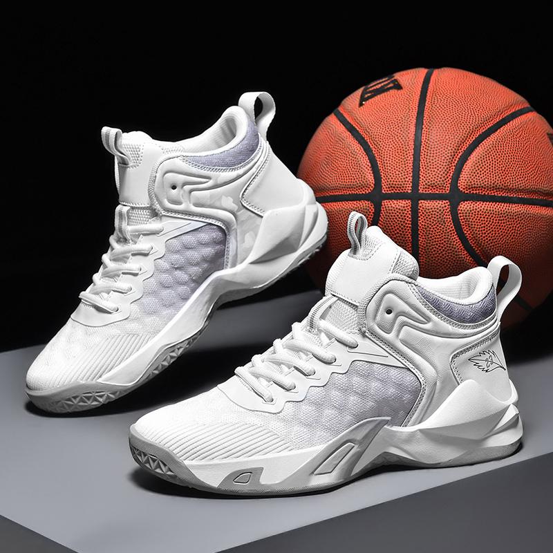 Basketball Shoes Men's Shoes Outdoor Sports Shoes Men's Shock-Absorbing High-Top Student Practical Sneakers Mesh Breathable Casual Shoes