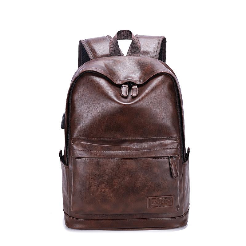 Men's business backpack, new PU backpack, multi-functional large-capacity usb charging, student schoolbag.