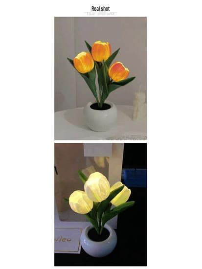 LED Tulip Night Light: Simulation Bouquet Lamp for Bedroom Decor