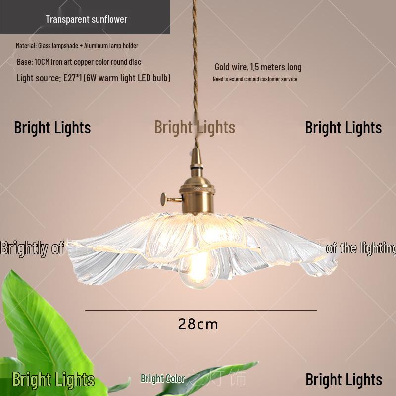 Nordic Minimalist Glass Lotus Leaf Pendant Light for Entryway, Balcony, or Bedside.