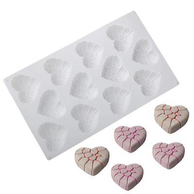 Cupcake Mold Silicone Baking Molds Cake Form Cracked Heart Non-Stick Reusable Mould Kitchen Gadgets Baking Supplies For