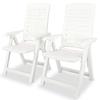 vidaXL 2 Pieces Adjustable Folding Chairs Made of Plastic, White