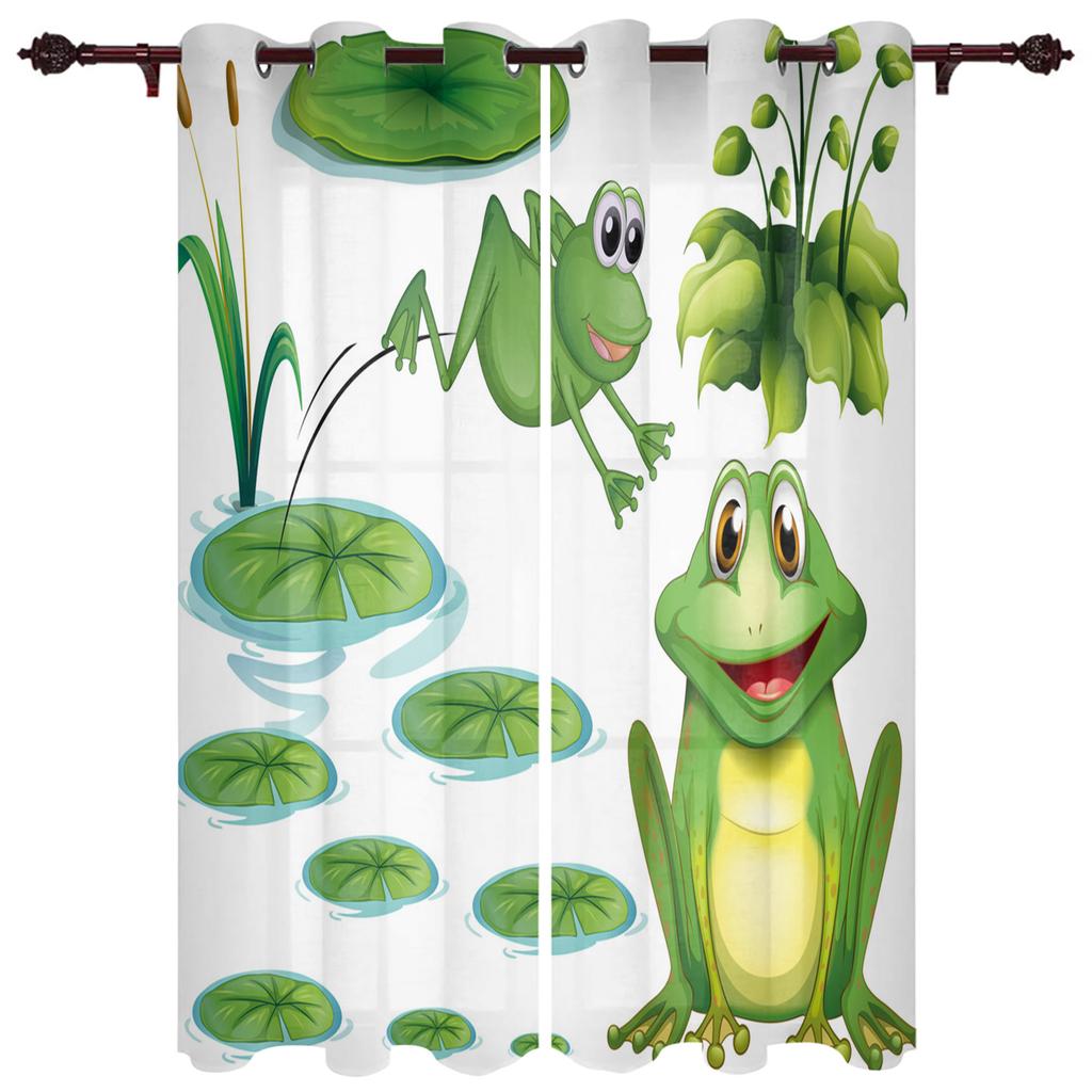 Frog Shadow Leaf Plant Natural  Window Curtains Curtains for Living Room Decorative Items Living Room