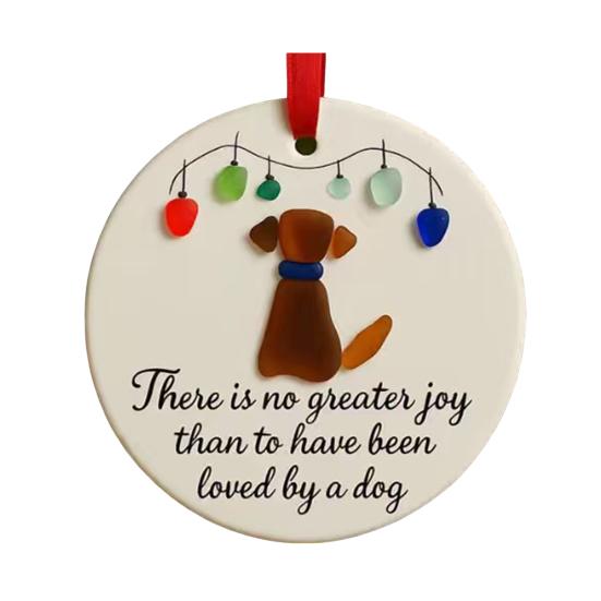 Sea Glass Art Animal Ornament Pet Memorial Christmas Tree Hanging Decor Keepsake Gift for Cats Dogs Lovers Holiday Home Decor