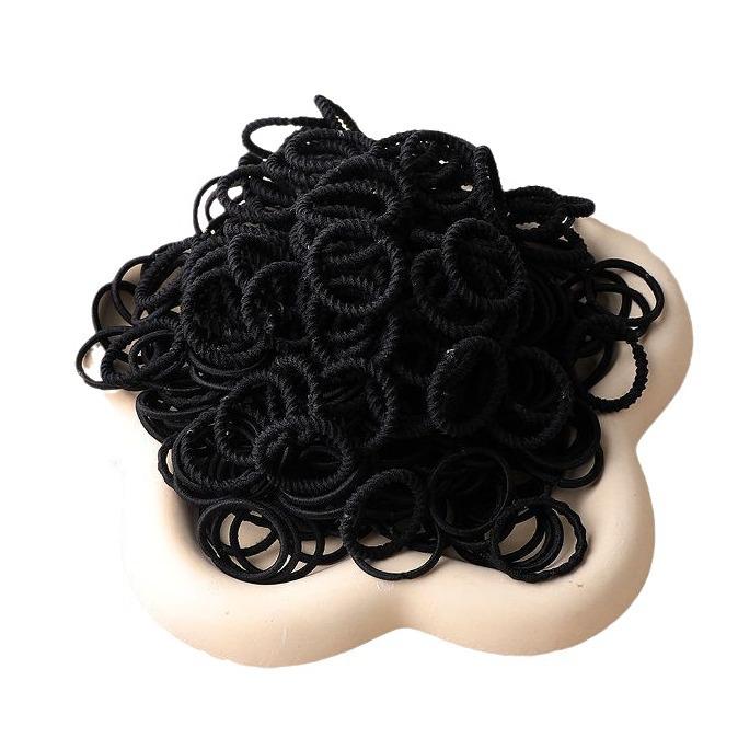 Black High-Elastic Hair Tie - No Damage, Ribbed Scalloped Edge, Suitable for Babies