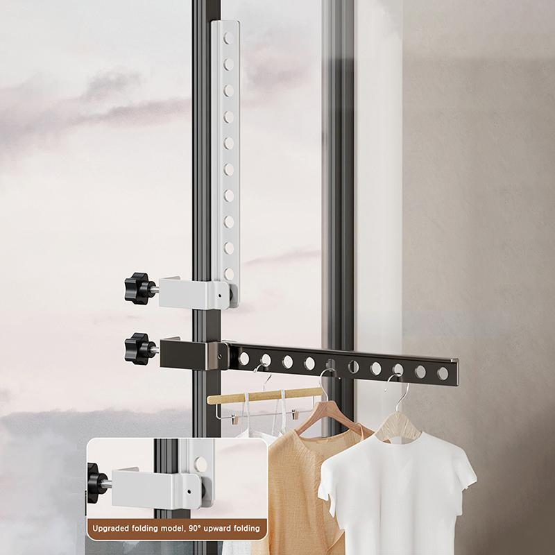 Foldable Rotatable Black Clothes Rack Clothes Hangers Wall Mounted Hanger Drying Rack Spacesaving Aluminum Clothes Organization