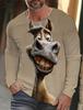 Funny 3D Chicken Print Men's Long Sleeve T-shirt New Autumn Oversized Pullover Hip Hop Punk Clothing Casual Fashion Top