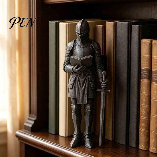 Gothic Home Library Ornament Medieval Knight Bookshelf Decor, Armored Bookend Statue, Shelf Decoration, Unique Birthday Gift for Readers Castle Theme