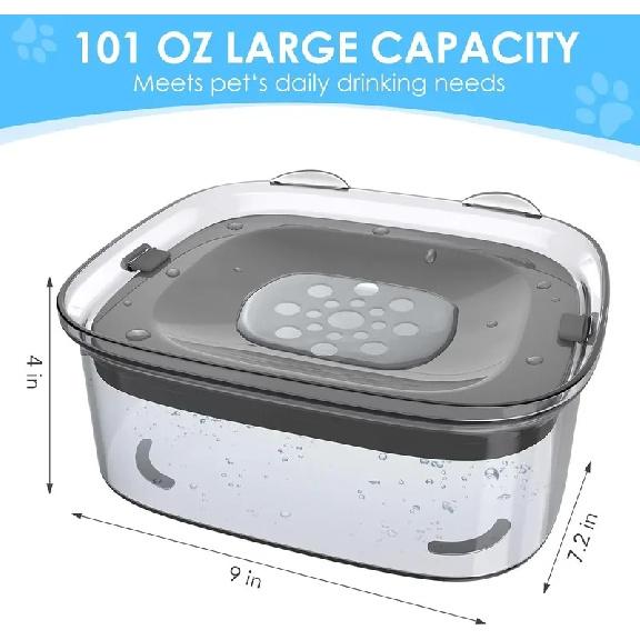2L Spill Proof Pet Dog Cat Water Bowl Reduce Refill, Anti Splash No Mess Dispenser Dripless Slow Drinking Water Bowl