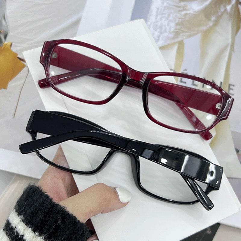 Retro Narrow-framed Glasses for Men Women Y2K Red Black Frame Anti-blue Light Eyeglasses Spicy Girls Decorative Optical Glasses