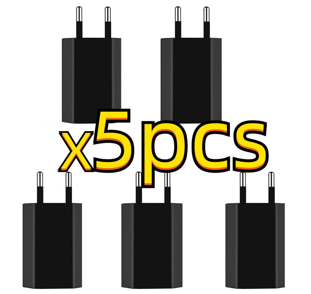 5Pcs EU Plug USB Wall Charger For iPhone iPad Samsung Xiaomi  Honor Universal 5V 1A Mobile Phone Charger Power Adapter