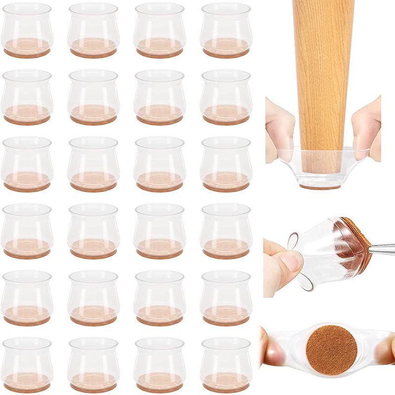 Silent Silicone Solid Wood Chair Leg Protectors, Thickened Wear-Resistant Elastic Covers for Stool, Table, and Chair Legs.