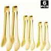 Stainless Steel Serving Tongs Three Sizes, Gold Tongs for Serving Food, Serving Utensils Cooking Tongs for Buffet, Appetizer, Dessert