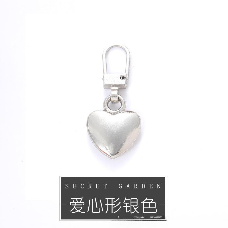 5Pcs Zipper Pull Replacement Detachable Pull Metal Heart Shaped Zipper Universal Zipper for Clothing Jackets Backpack Shoes