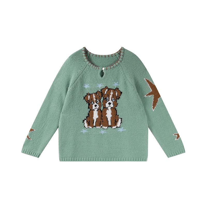 Shuangtian 2025 Winter Women s Plus Size Cartoon Puppy Knit Pullover Sweater F728 XL