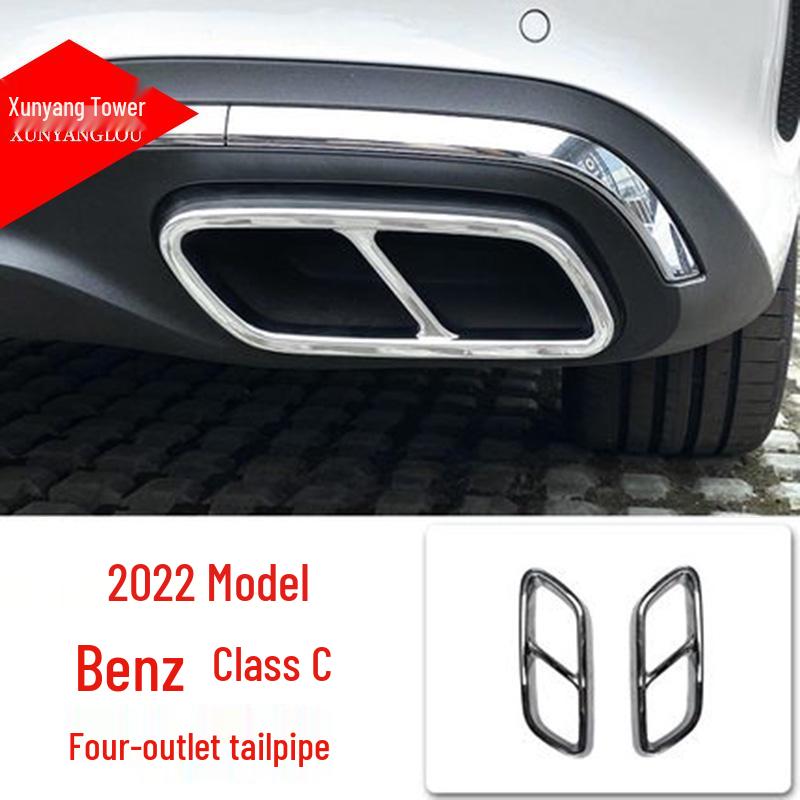 Couvercle de sortie d'échappement compatible pour Mercedes Classe A, C, E, GLC - Modification décorative à quatre sorties.