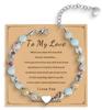 Adjustable Stainless Steel Chain Bracelet with 6mm Shoushan Stone Beads and Heart Charm