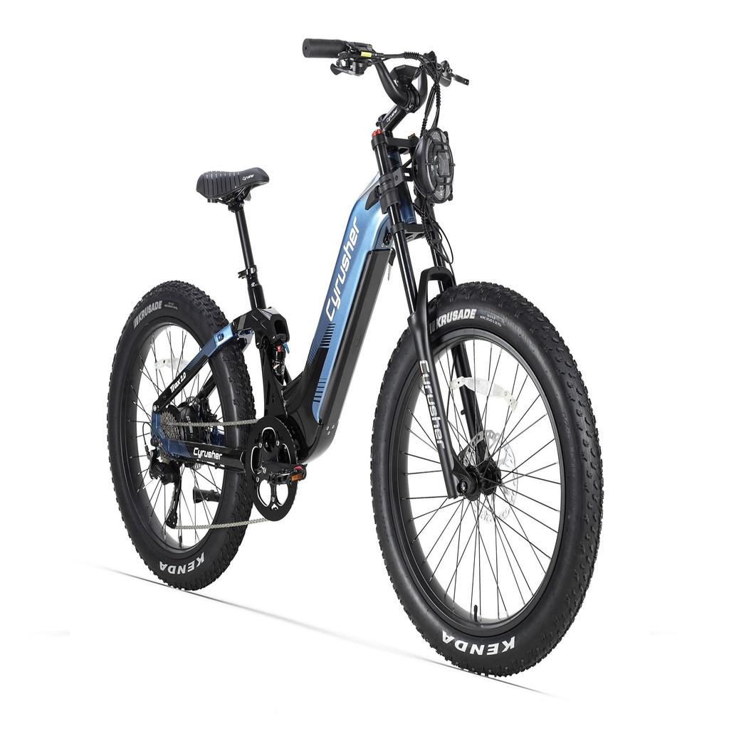 Bicicletă Electrică All-Terrain CYRUSHER Trax 2.0, Baterie 52V 20Ah, Suspensie Completă 4-Bar, Shimano cu 9 Viteze