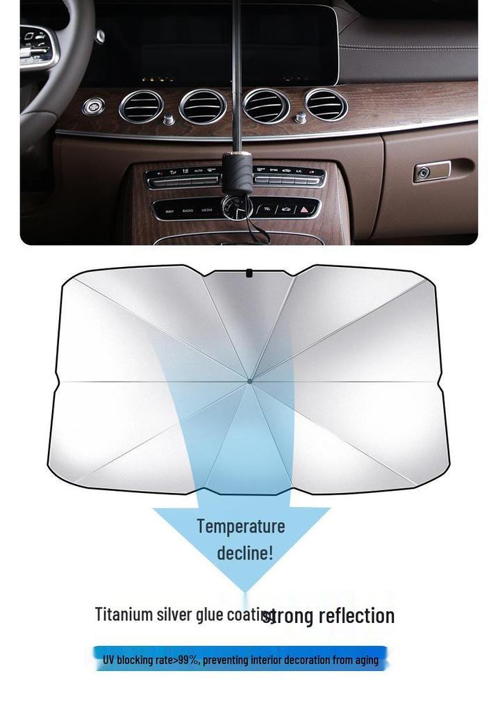 Car Sunshade - Front Windshield Heat Protection & Insulation, Telescopic Folding Design