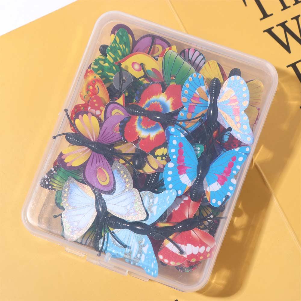 30Pcs Creative Colorful Butterflies Push Pins 3D Decorative Studs Blackboard Push Pins  Stationery