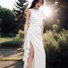 2026 Summer New French White Sexy Pleated Split-ended Long Dress Tight Niche Temperament Hip-wrapped Dress