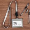 Dual-Use Genuine Leather ID Card Holder with Retractable Lanyard: Horizontal & Vertical Slots for Employee Badge or Exhibition Tag