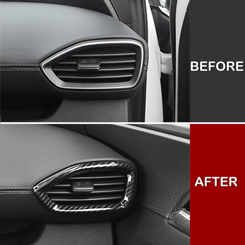 Kadore for 2019-2023 Hyundai Santa Fe Carbon Fiber Style Center Side Air Condition Vents Outlet Cover Trim 3-pc