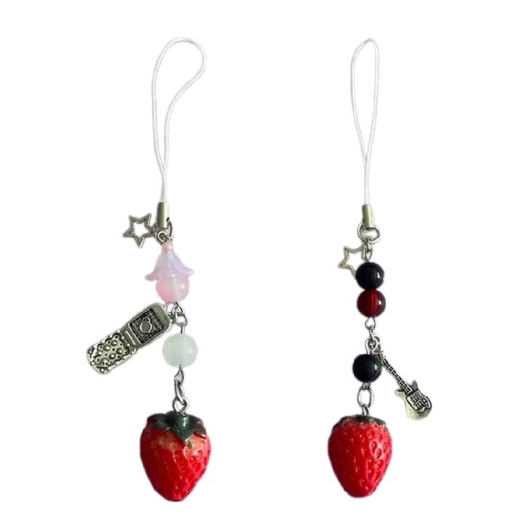 Lovely Strawberry Keychain Fruit Shapes Phone Charm Detachable Phone Lanyard 1