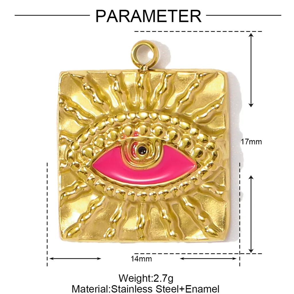 3pcs/Lot Stainless Steel Enamel Square Heart Diy Earring Charms Woman Evil Eye Necklace Pendants Poker Jewelry