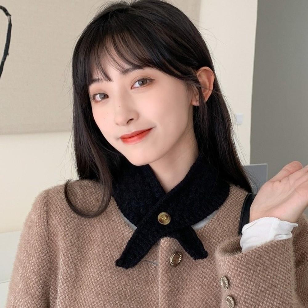 Windproof Cross Neck Warmer Thickened Women Winter Neckerchief Fashion Wool Knitted Scarf  Winter