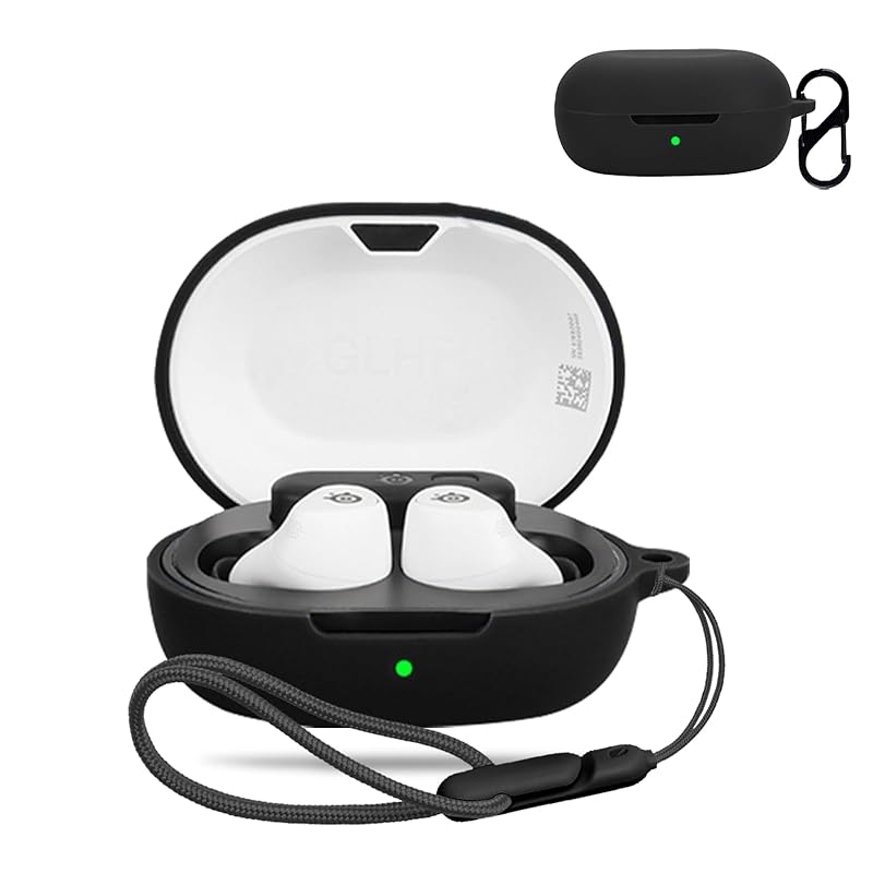 

For SteelSeries Arctis GameBuds for case cover [NOUKAJU] wireless earphones silicon protective case (With carabiner + strap included) ) Fall