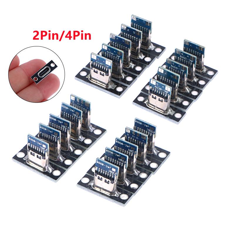 10pcs USB 3.1 Type C Socket With Screw Fixing Plate Type-C USB Jack 3.1 Type-C 2Pin 4Pin Female Connector Jack Charging Port