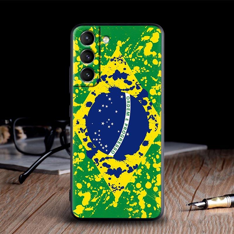 Brazil Flag Silicone Case For Samsung S23 Ultra S24 5G S21 S20 FE Back Cover Galaxy S22 s23 S24 S10 Plus Case Brazilian Football