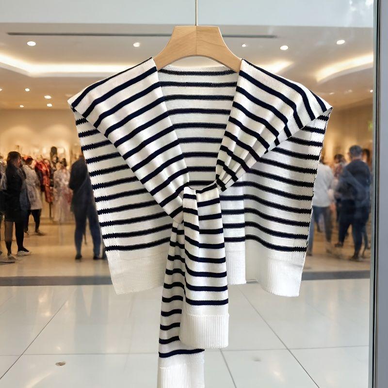 Korean-Style Striped Shawl Shirt: Versatile Summer Sun Protection and Travel Cover-Up