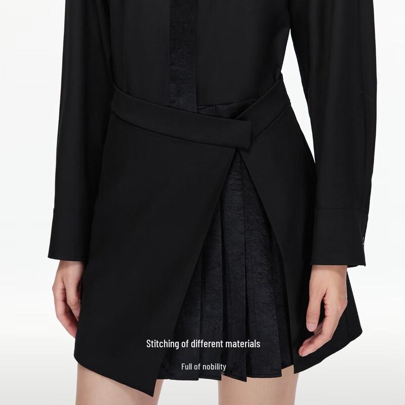 Veromoda 2025 Autumn Patchwork Acetate Blend Short Dress