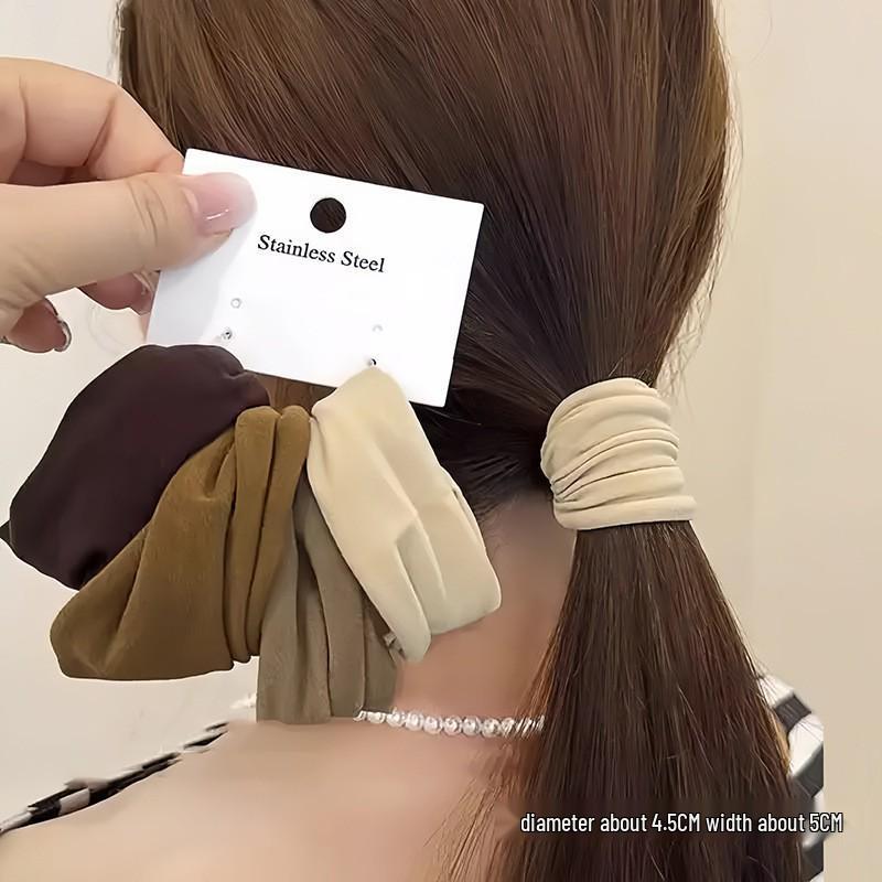 High Elasticity Coffee Color Hair Tie - Versatile 2025 Wide Edge Ponytail Rubber Band for Women