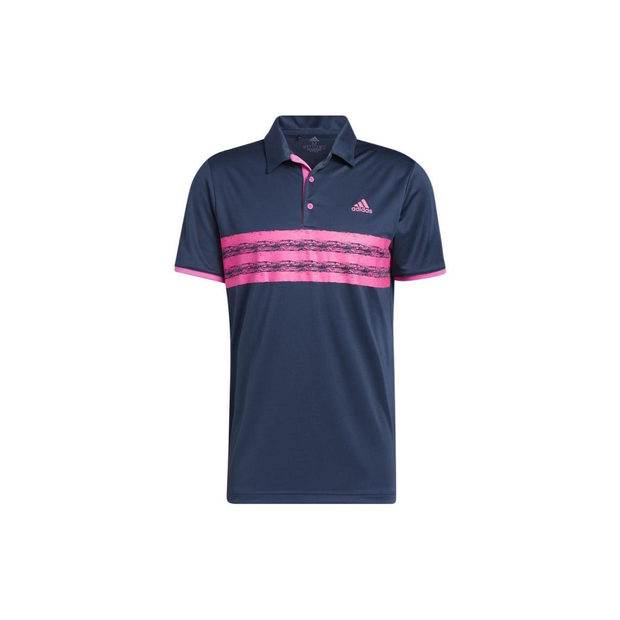 Men s adidas Stripe Printing Golf Sports Short Sleeve Navy Blue Polo Shirt GL0101 M