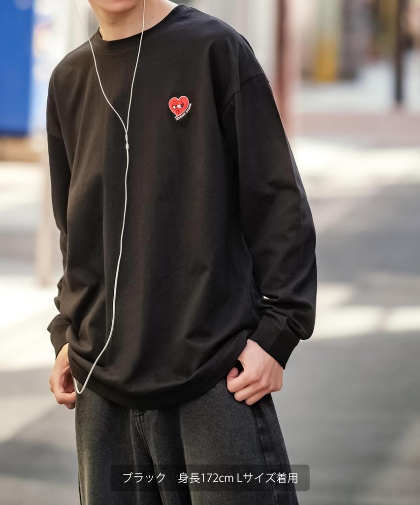 [IMPROVES] [SIDEWAYSTANCE] Embroidered Heart Long Sleeve T-Shirt