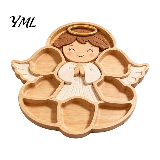 Durable Christmas Food Tray Tree Serving Platter, Wooden Snack for Holiday Parties, Multi-Compartment Display Festive Fruit Dish with Compartments