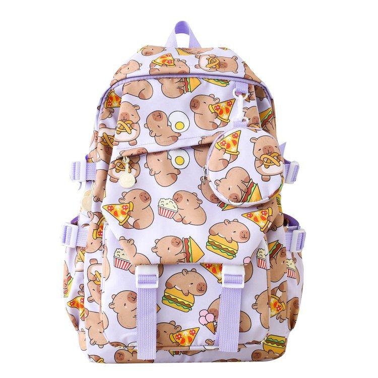Schoolbag Kapibara Capybara School Bag Large Capacity Junior High School Elementary School Students Cute Backpack Versatile Cartoon Backpack Tide