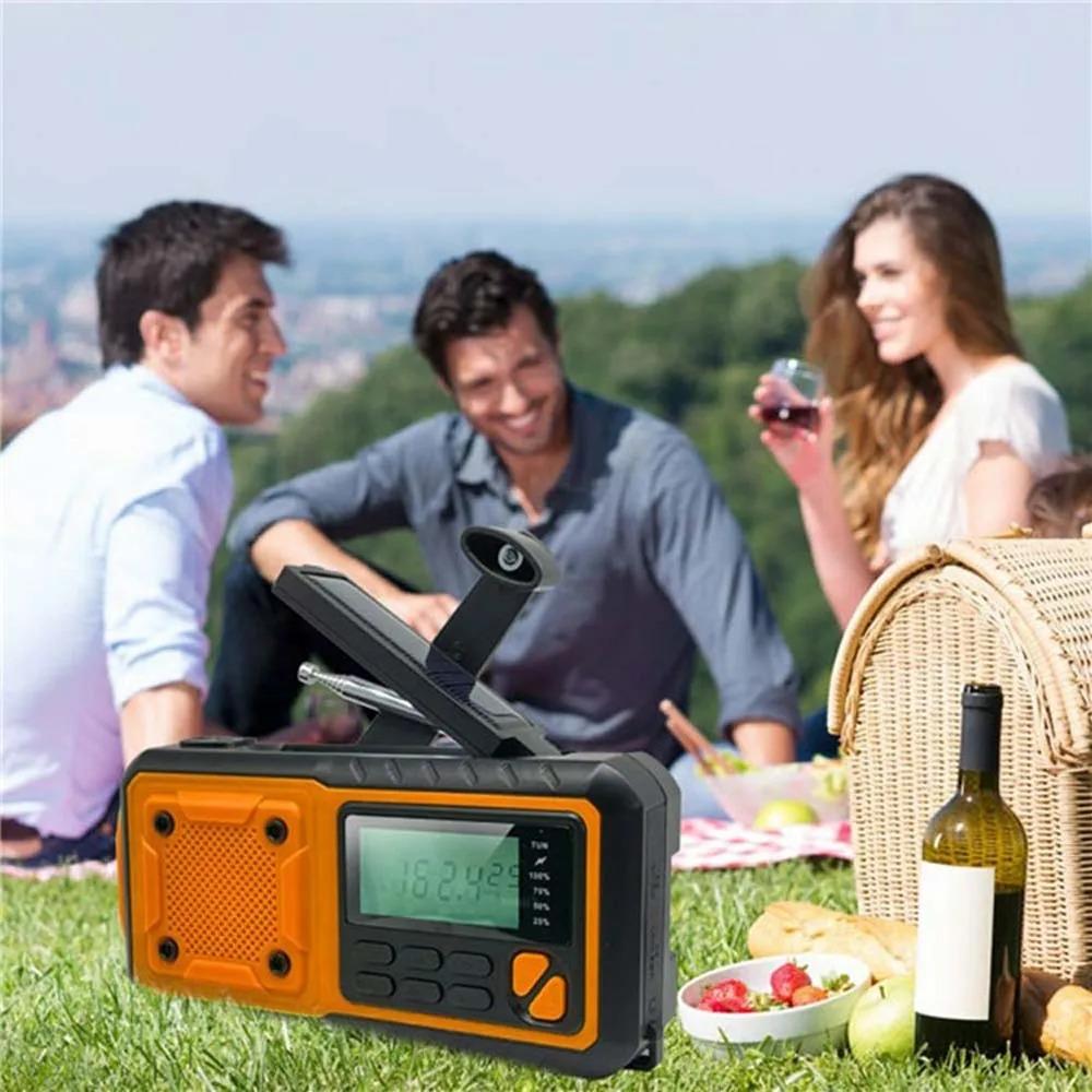 4000mAh Portable Emergency Solar Power Radio Hand Crank Charging AM/FM Weather Radio Led Reading Flashlight Bank Phone Charger