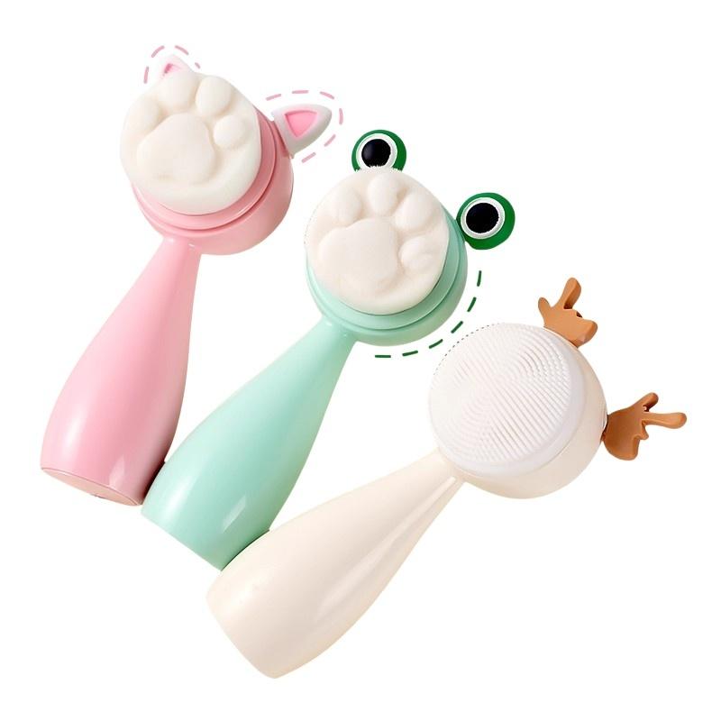 3D Double Sided Face Wash Brush Silicone Facial Cleansing Brush Manual Massage Facial Brush Soft Bristles Exfoliator