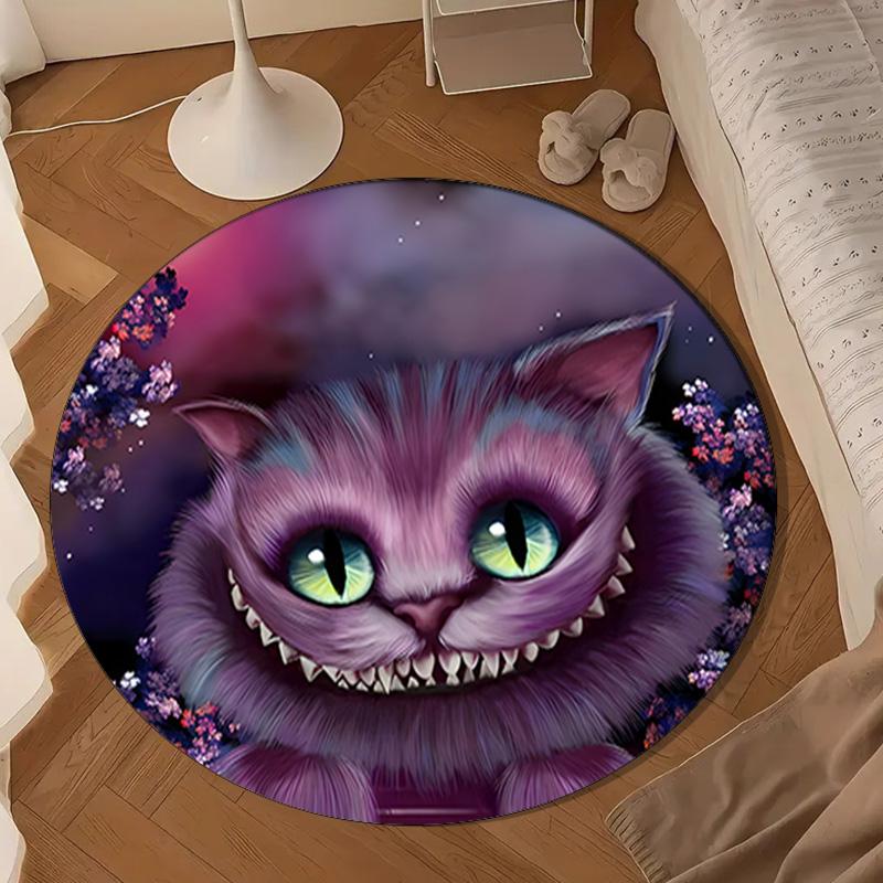 Wonderland Smile Cat Round Rug for Livingroom,Bedroom, Palyroom, Chair Rug, Area Rug, Circle Carpet, Large Size Fan Christmas Gift